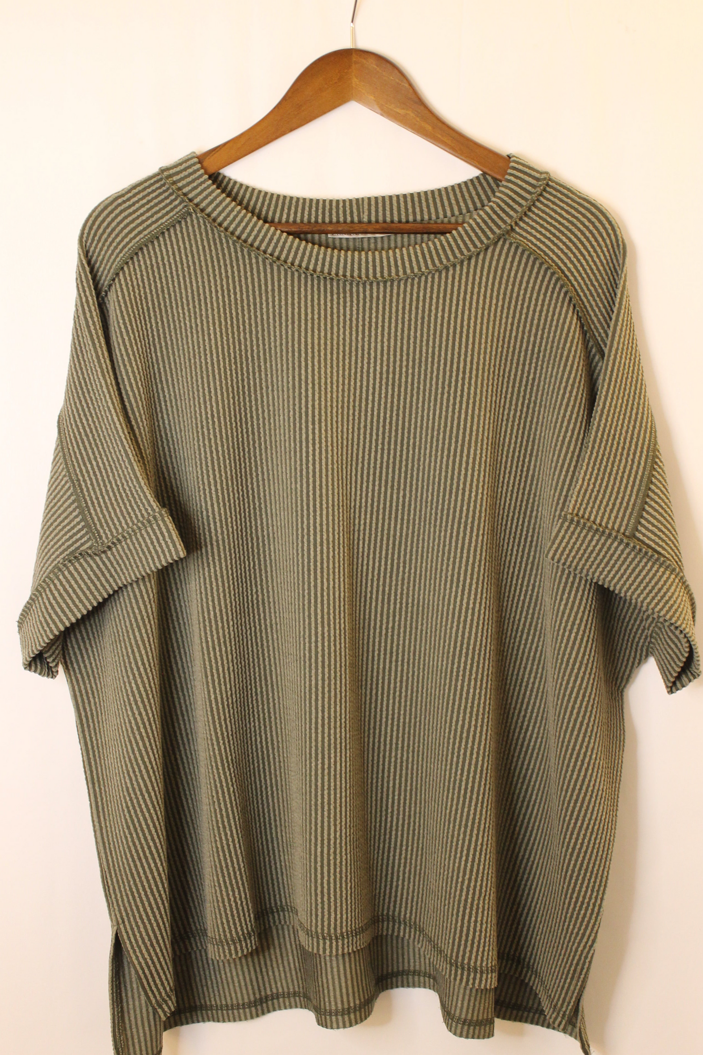 Green Ribbed Plus Top by Zenana