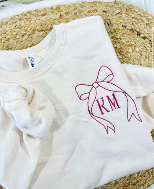Embroidered Bow Monogram Graphic